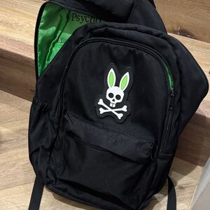 Psycho Bunny Black Backpack with Neon Green Details
